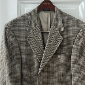 Perry Ellis Portfolio Gray/Brown Sport Coat with Classic Glen Plaid